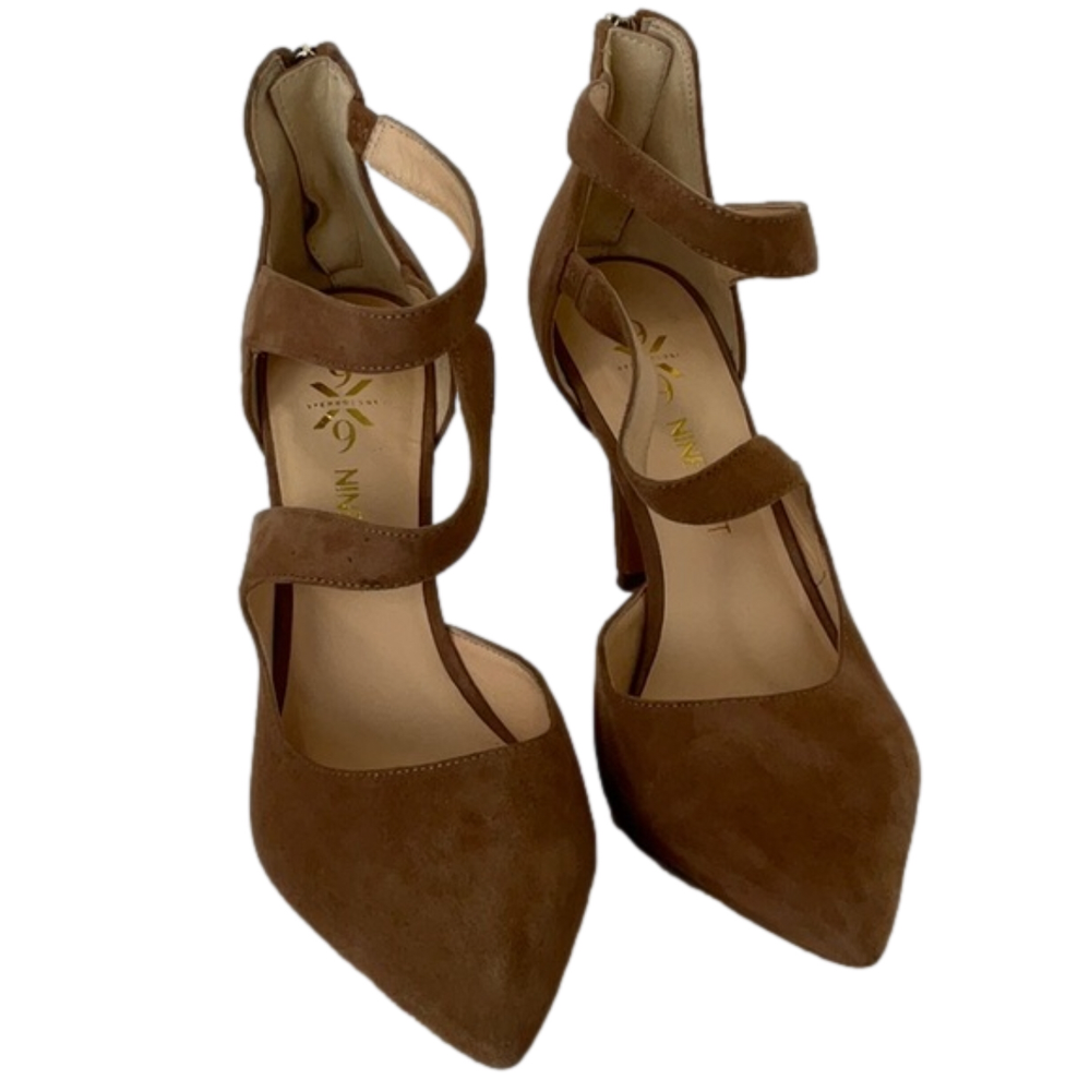 Nine West Florentino Pointed Toe Tan Velvet Sz 9 1/2